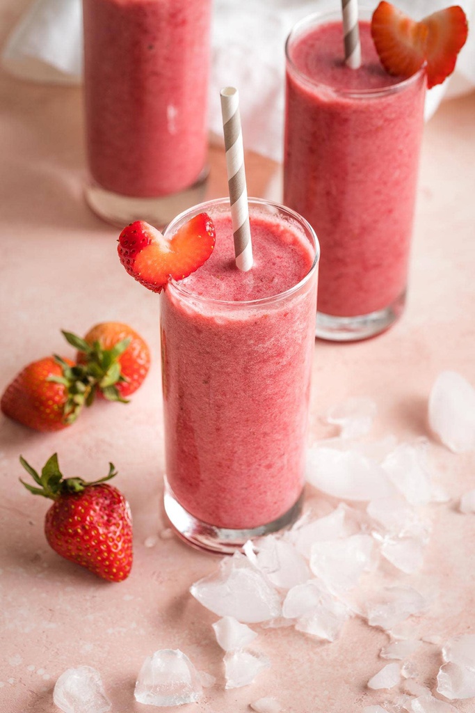 Ripe Strawberry Crush Over Crushed Ice &amp; Creamy Vanilla Swirls with Sweetheart Sprinkles